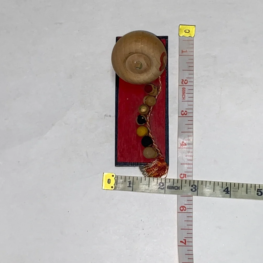 VTG, Kokeshi Handcrafted Wooden Wall Hook with Red and Natural Design